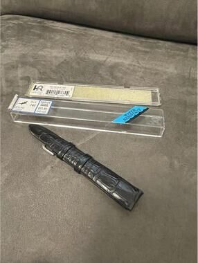 21 mm HADLEY ROMA BLACK GENUINE LEATHER WATCH BAND STRAP